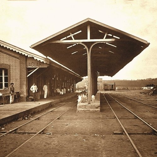 Em 1875 era inaugurada a linha frrea de Campinas a Mogi Mirim, passando pela Estao de Jaguary (Acervo Casa da Memria) 